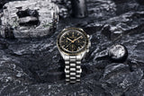 BD Men Silver Stainless Steel Strap Watch - PD-1701 Speedmaster Moonwatch Men's 40mm Seiko VK63 Chronograph Quartz Watch Sapphire Crystal 100m Waterproof Luminous Watch